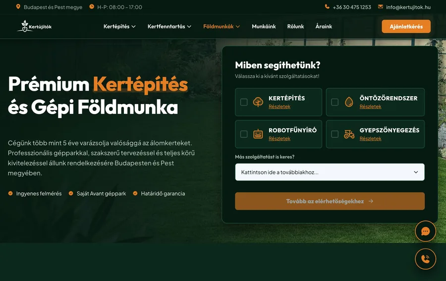 Kertújítók weboldal